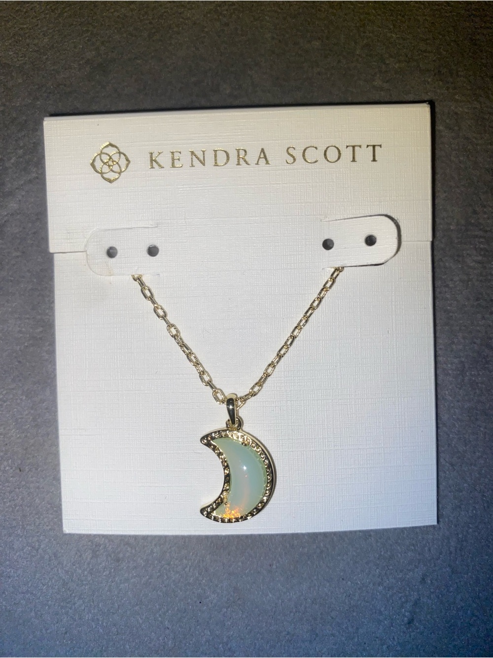 Kendra Scott Gold Crescent Moon Pendant Necklace - Opalescent White